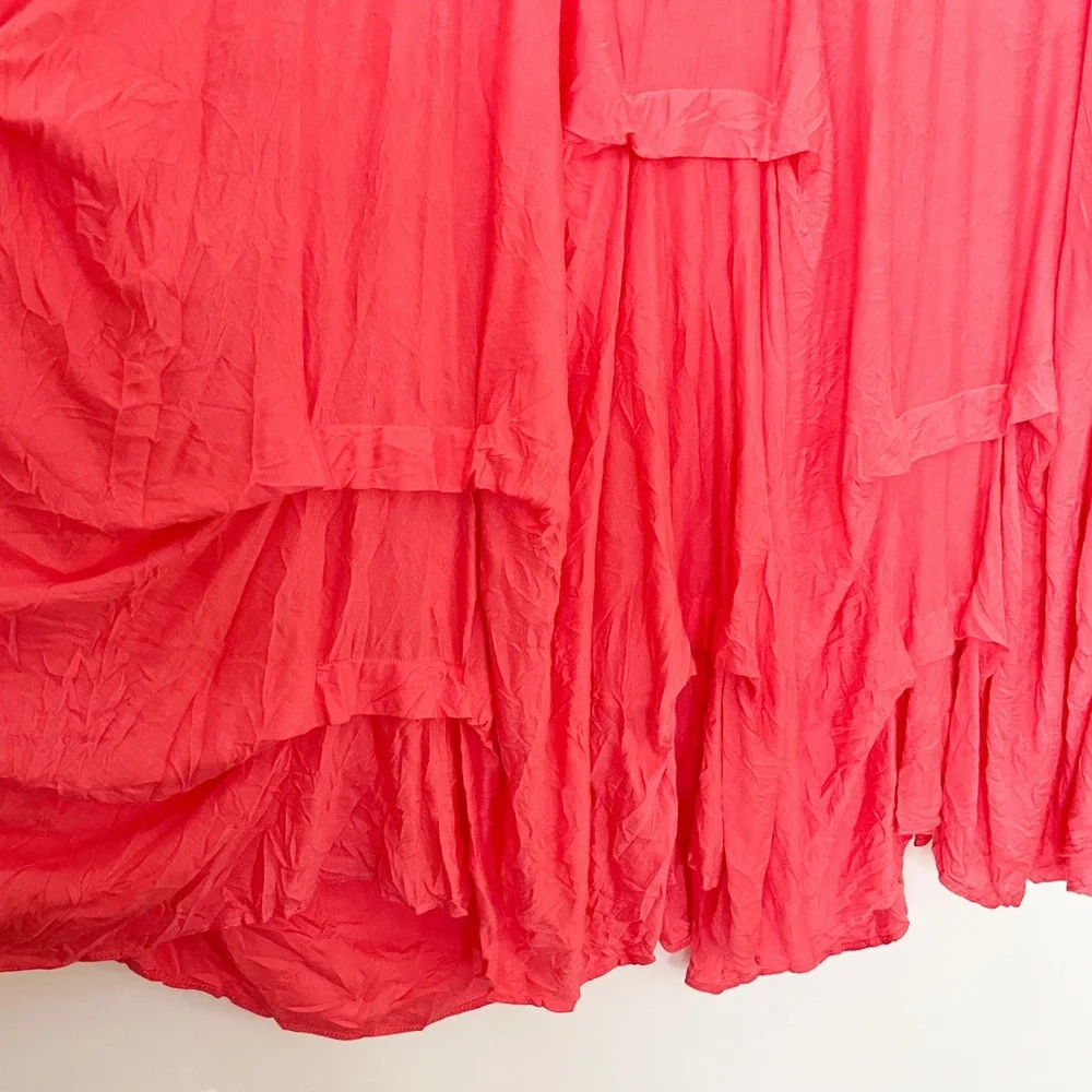 Comfy USA Coral Crinkle Scoop Neck Tiered 3/4 Sleeve Dress Womens 2X